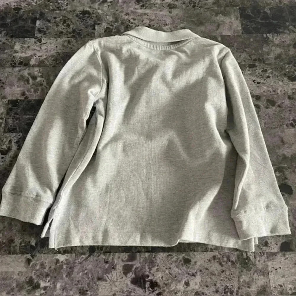 The Children's Place Boys' Long Sleeve Soft Jersey Knit Polo - Gray - Size 5 - Picture 7 of 8